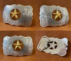 Western Texas Gold Star Western Ranger Belt Buckle