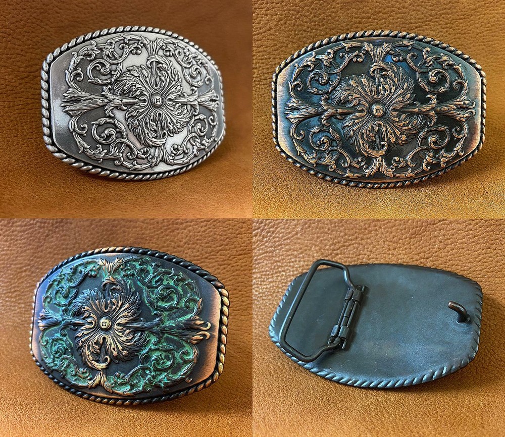 Western Antique Floral Engraved Ornate Belt Buckle Fits 1-1/2&Prime; Belt