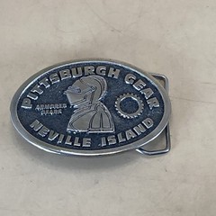 the great american buckle Co Pittsburgh Gear Neville Island Belt Buckle, 1977