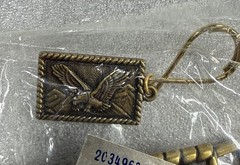 Vintage Flying Eagle Buckle and Key Chain Solid Brass New Still Sealed Packaged