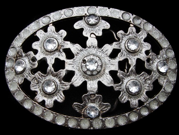 LL17136 REALLY NICE FILIGREE **CRYSTAL FLORAL ORNAMENTS** FASHION BELT BUCKLE