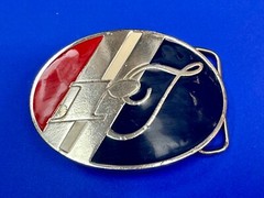 RF RT Company Logo? Vintage Red White & Blue Oval Vintage Belt Buckle