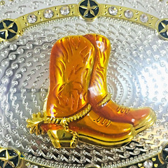 Men&rsquo;s Belt Western Style Buckle Shine COWBOY BOOTS Silver Color Medium Size