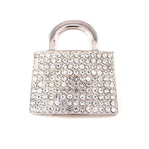 Iced Out Padlock Lock Clear Rhinestones HIP HOP Silver Chrome Belt Buckle