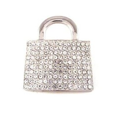 Iced Out Padlock Lock Clear Rhinestones HIP HOP Silver Chrome Belt Buckle