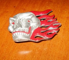 Flaming Skull Belt Buckle Blood Red Angry Skull Goth Halloween Biker Buckle