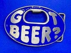 Got Beer Novelty Blue Enameled Funny Bar Pick Up Belt Buckle With Bottle Opener