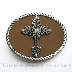 Cross w/ Rhinestones Jesus Christ Christian Metal Fashion Belt Buckle