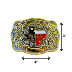 Texas State Map Western Belt Buckle – Lone Star Hebilla Vaquera