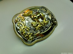 Belt Buckle Deer Elk Large 4&Prime; x 3&Prime; Hunting Western Cowboy Silver Gold