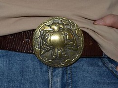 Handmade, Vintage Solid Brass Round Sun bird Belt Buckle gift, Belt Not Included