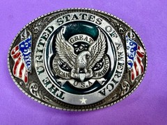 The United States of America Patriots Eagle US Flag Emblem Belt Buckle