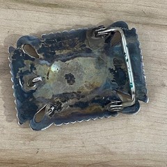 Vintage Navajo Sterling Silver Belt Buckle Signed LC Sunburst Concho 34g 1.2oz