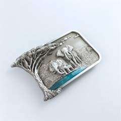 Vintage Style Enamel Africa Elephant Big Tree Belt Buckle also Stock in US