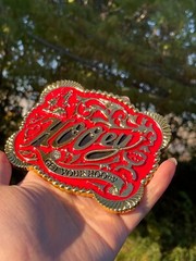 Western Buckle Gold Red Cowboy Rodeo 4.5 »x3.5 » Hooey Buckle 2 »Hebilla Vaquero