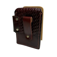 Vintage Genuine Leather Phone Holster Case Basket Weave Brown Made in USA