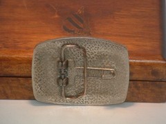 Pre-owned Metal & Leather Engraved Canada Belt Buckle