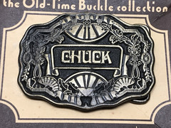 Vintage Oden Inc CHUCK Name Plate Belt Buckle with Original Box