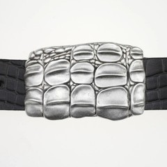 Croco Look Belt Buckle Antique Silver – Textured Embossed, For DIY Belts