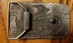 VTG METAL EAGLE BELT BUCKLE &rsquo;77 LEWIS CORP. , PALATINE IL SIGNED VAP ON FRONT