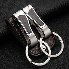 Hot Real Leather Belt Buckle Clip Keychains Car Key Holder Double Ring 2 Loops