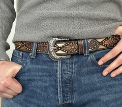 Western Cowboy Silver Flower Engraved Belt Pin Buckle Fits 1-1/2&Prime; Strap