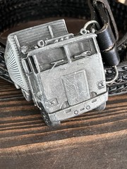 BERGAMOT BRASS WORKS B-38 BELT BUCKLE Vintage 1978 USA Semi Truck Big Rig Pewter