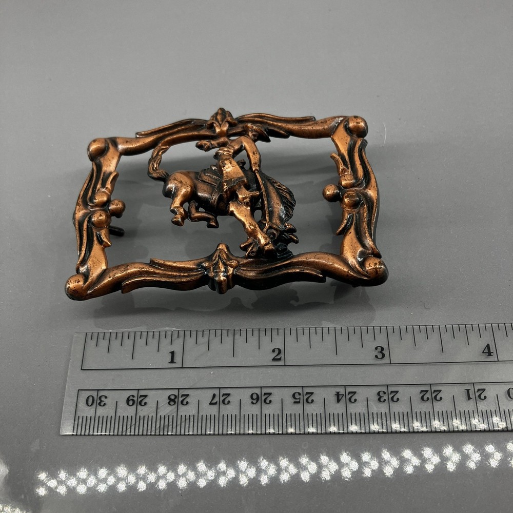 Brass Bucking Bronco Western Cowboy Rodeo Belt Buckle Metal Vintage Style 3×2