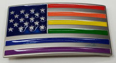 Belt Buckle Enamel Rainbow American USA Flag LBGTQ fits 1.5&Prime; belt
