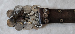 1976 HALF DOLLAR COIN AND NICKELS BELT BUCKLE HEAVY With Leather Belt