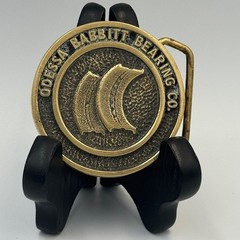 Vintage Odessa Babbitt Bearing Co Solid Brass Belt Buckle Industrial Texas Oil
