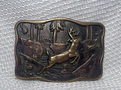 Vtg Outdoorsman Hunter Animal Themed Belt Buckle Lot Of 3 Deer Steer & Horse