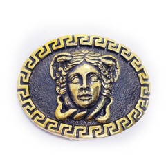 Medusa with Ancient Classic Design Oval Shape Brass Belt Buckle