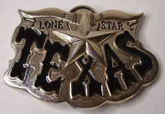 TEXAS LONE STAR BULL HORNS METAL BELT BUCKLE
