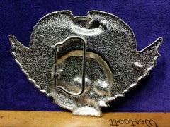 Great/Fun/Fashionable Belt Buckle U.S.A. Skull With Wings Freedom Silvertone