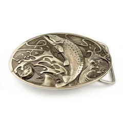 German silver belt buckle Trout, fisherman Salmonidae buckle, fisherman gift