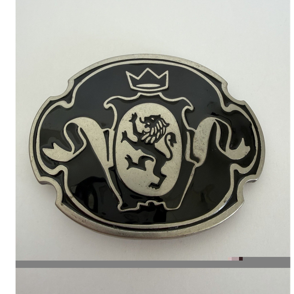 Black Silver Lion Crest Clip Belt Buckle for Men, Metal Designer Style