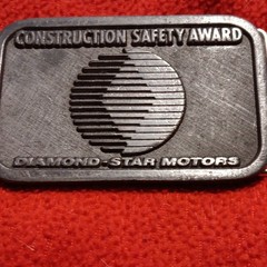 Diamond-Star Motors Construction Safety Award Belt Buckle Silver 1.5in
