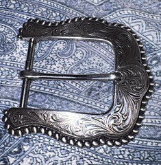 Men&rsquo;s Silver Tone Metal Western Belt Buckle Engraved Floral Rectangle Tony Lamar
