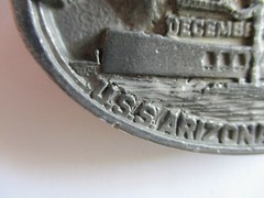 Vintage WWII Pearl Harbor U.S.S. Arizona Memorial Belt Buckle JOPA 1987