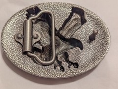 ♈ Eagle Belt Buckle Antique Silver red blue flags color Hunting Fishing 3.5×2.6