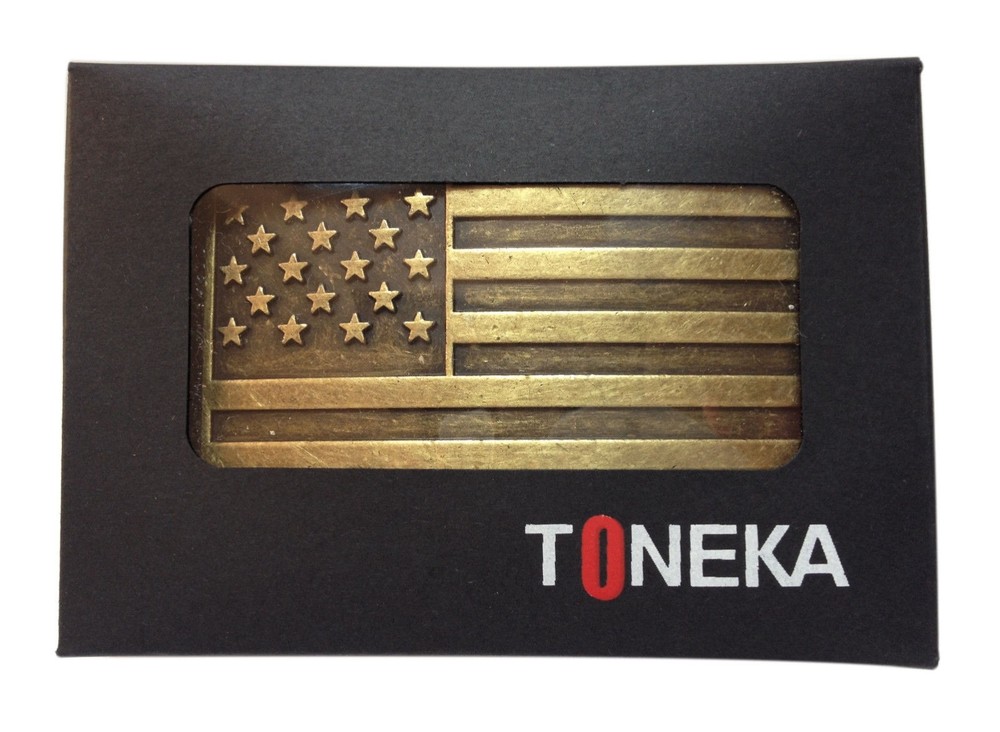 FL103-50 Steampunk Antique Brass Plated American USA Flag Buckle, Fit 1.5&Prime;