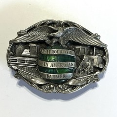 ~ Enameled Brass PROUD TO BE AN AMERICAN FARMER Belt Buckle