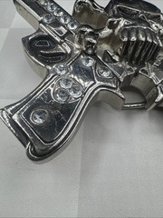 Rockin Rebel / Jeweled Skull And Guns Buckle / Rhinestones Belt Unisex 4”X3.5”