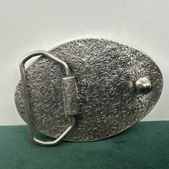 Vintage Eagle Landing On Branch Painted Metal Belt Buckle Silver Tone Nature