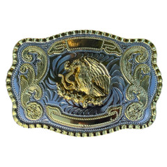 Large Mexican Emblem Western Belt Buckle, Hebilla Mexicana