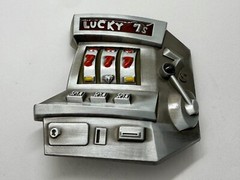 Jackpot Lucky Seven&rsquo;s Vegas Style Slot Machine Figural Gambling Belt Buckle