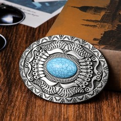 Men&rsquo;s Women&rsquo;s Vintage Cow Skull Turquoise Belt Buckle Western Cowboy Accessories