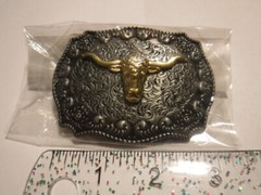 New Long Horn Cow Bull Steer 3 Inch Metal Belt Buckle