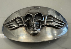 « RARE&Massive 259 grms 5 x 3 » King Baby Studio Sterling Skull Belt Buckle $4000